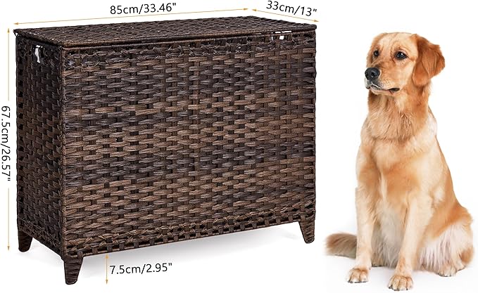 Laundry Hamper with 4 Removable Liner Bags; 176L Handwoven Rattan Laundry - Image 7