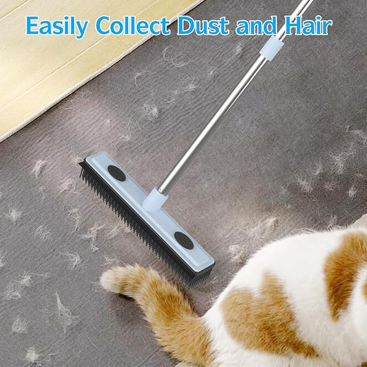 Rubber Broom Carpet Rake for Pet Hair Removal, Fur Remover Broom - Image 2