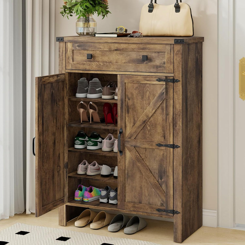 Halitaa Shoe Cabinet, Farmhouse Shoe Storage Organizer, Shoe Storage Cabinet ...
