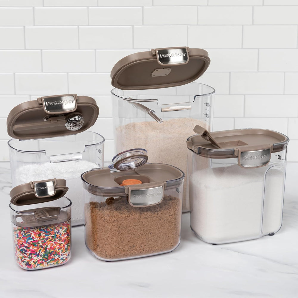 ProKeeper+ Airtight Food Storage Container Set – Clear Plastic Flour and Suga...