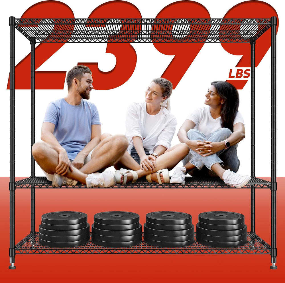 REIBII 60''W Storage Shelves 2399LBS Metal Shelving Unit with Wheels ...