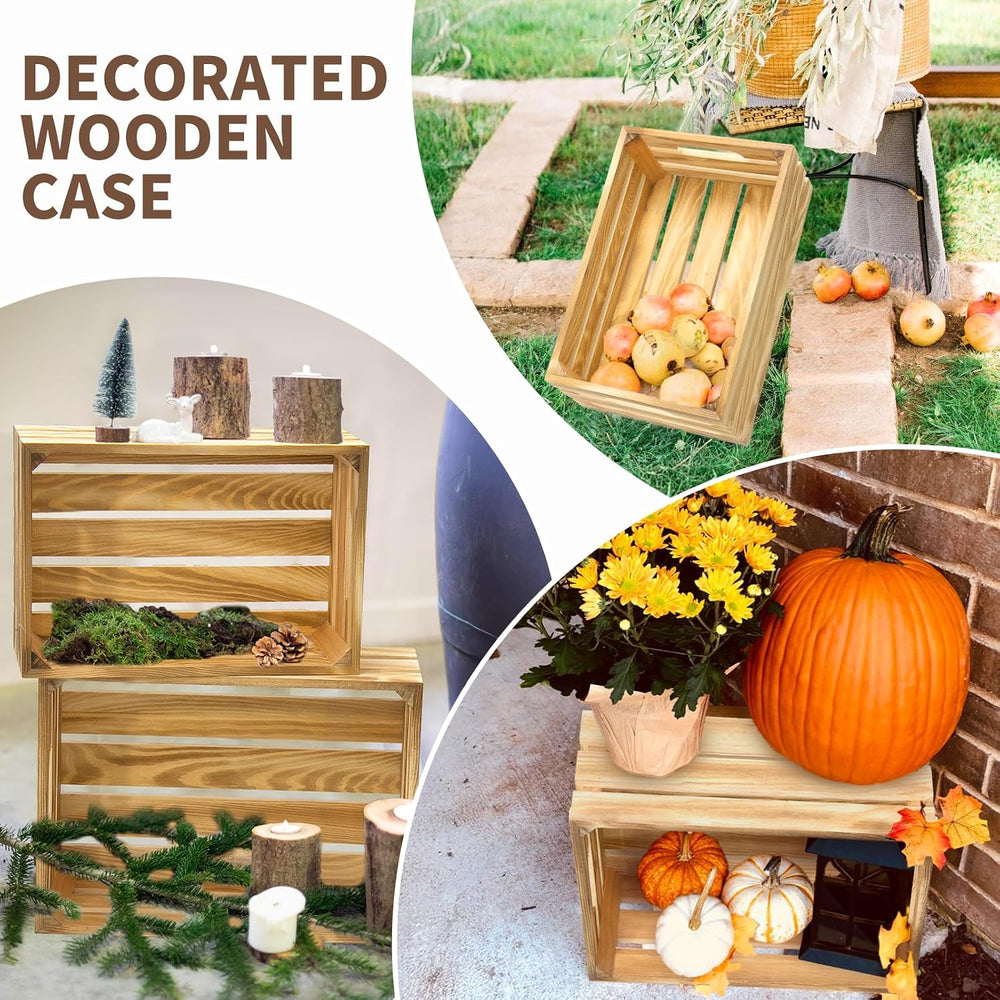 6 Pcs Wooden Crates for Display, Nesting Wood Crate for Storage, 6 Size