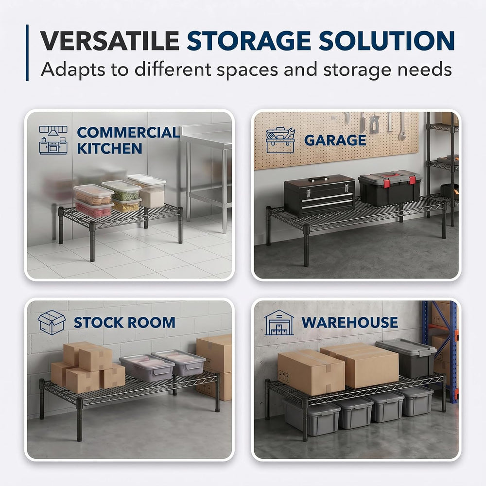 30" x 72" x 8" Black Epoxy Wire Storage Shelf, Dunnage Rack, C...