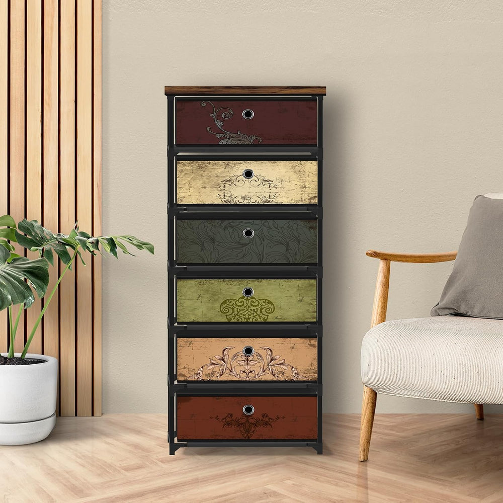 VASICAR 6 Drawers Storage Organizer Cabinet, Small Fabric Dresser