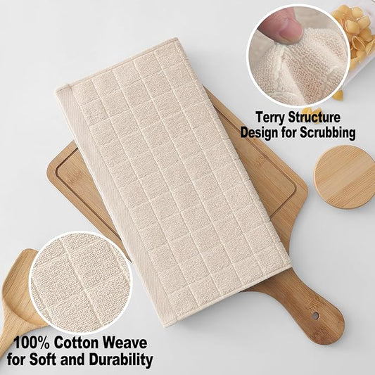 Homaxy 100% Cotton Terry Kitchen Dish Cloths, Ultra Soft and Absorbent Dish - Image 2