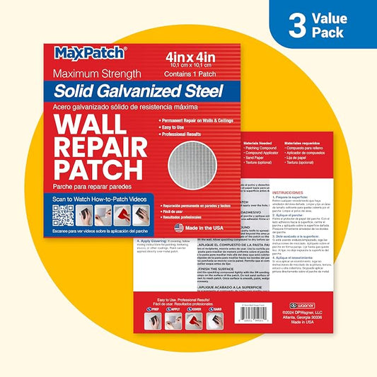 MaxPatch® 4 in. x 4 in. Solid Metal Self-Adhesive Wall Repair Patch – Durable - Image 2