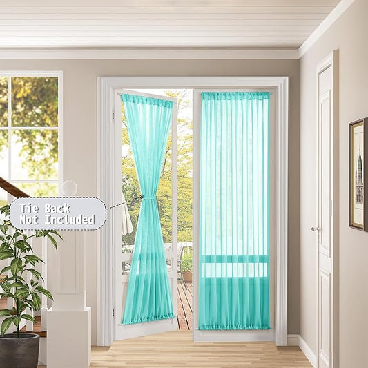 Tollpiz Sheer Door Curtain Closet Linen Textured Curtains Sheer Doorway Light - Image 2