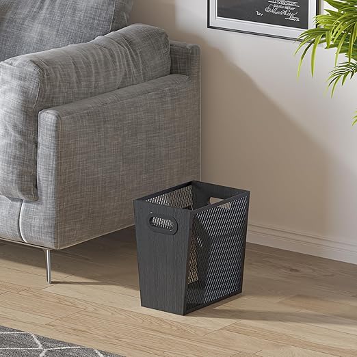 Piskyet Black Office Trash Can for Near Desk, 4.5 Gallon Unique Wood Bedroom - Image 7