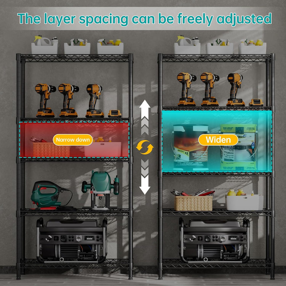 SINGAYE Shelf Closet Wire Shelving:Adjustable Metal Unit for Laundry Room Org...