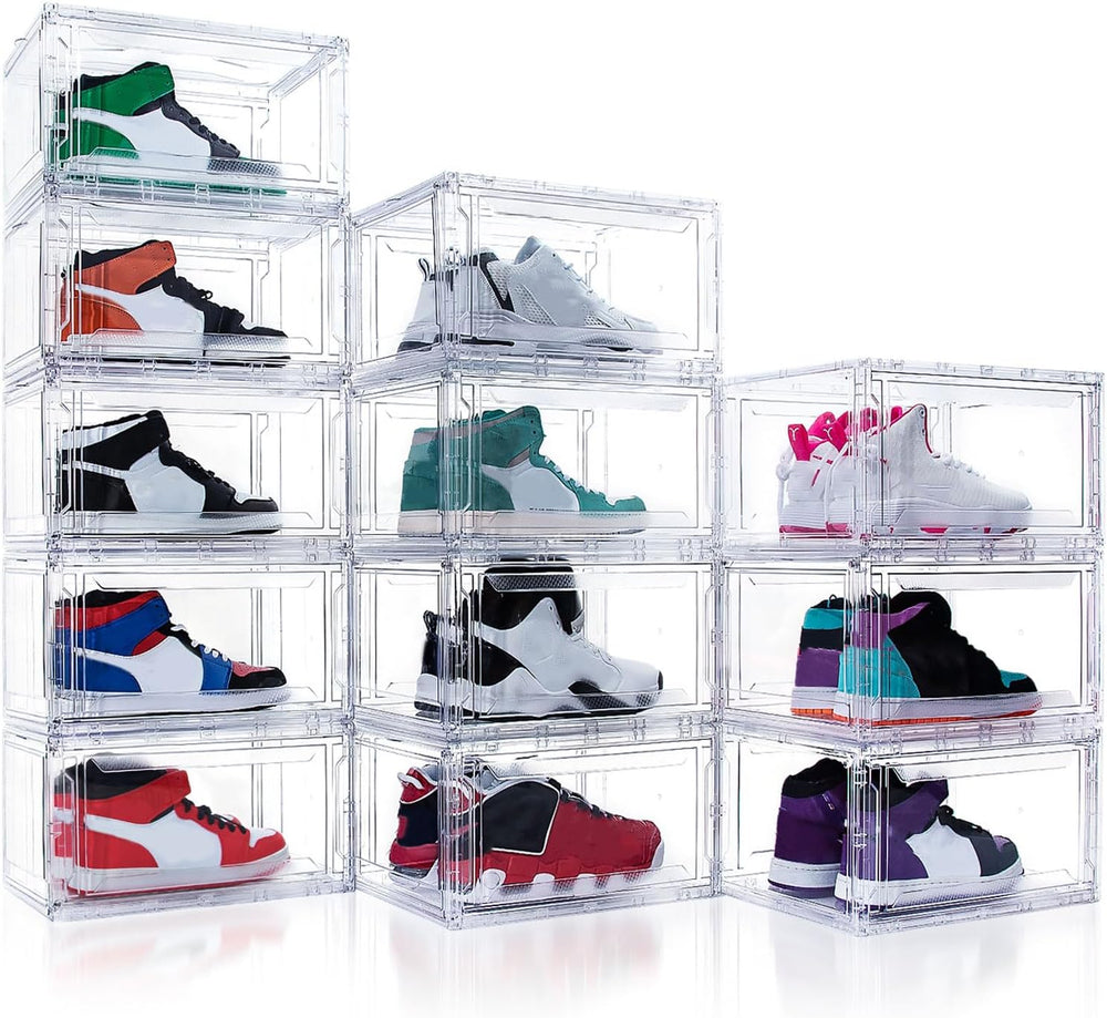 12 Pack Acrylic Shoe Boxes,Clear Plastic Stackable Sneaker Box,Shoe Container...