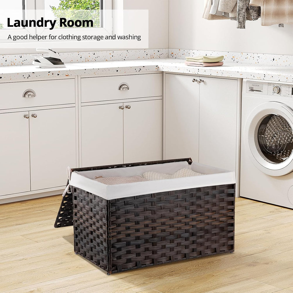 OIAHOMY Storage Basket with Lid, 27.7 Gallon (105L) Blanket Basket with Remov...