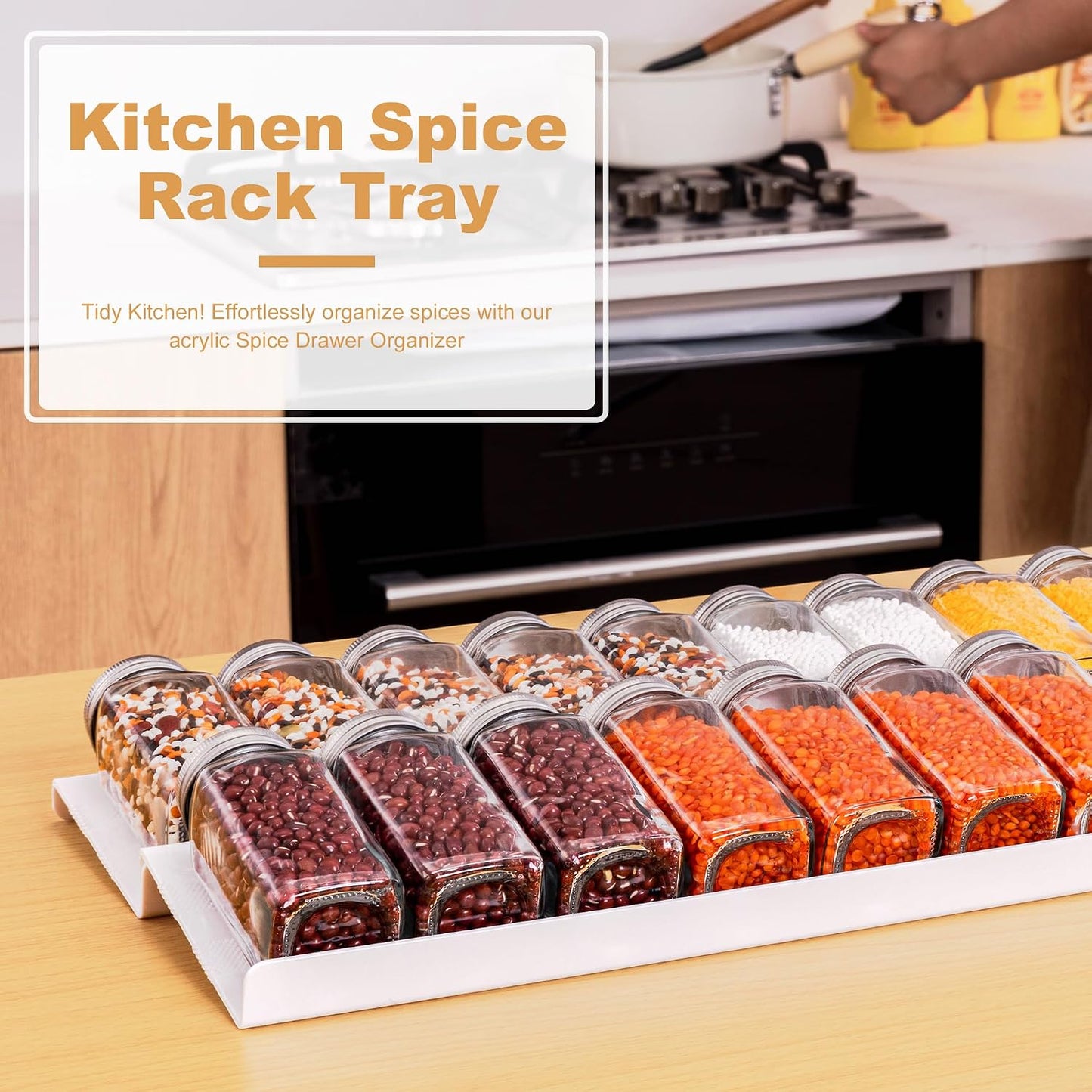 8-Pack Spice Rack for Drawer, White, 13" to 26"