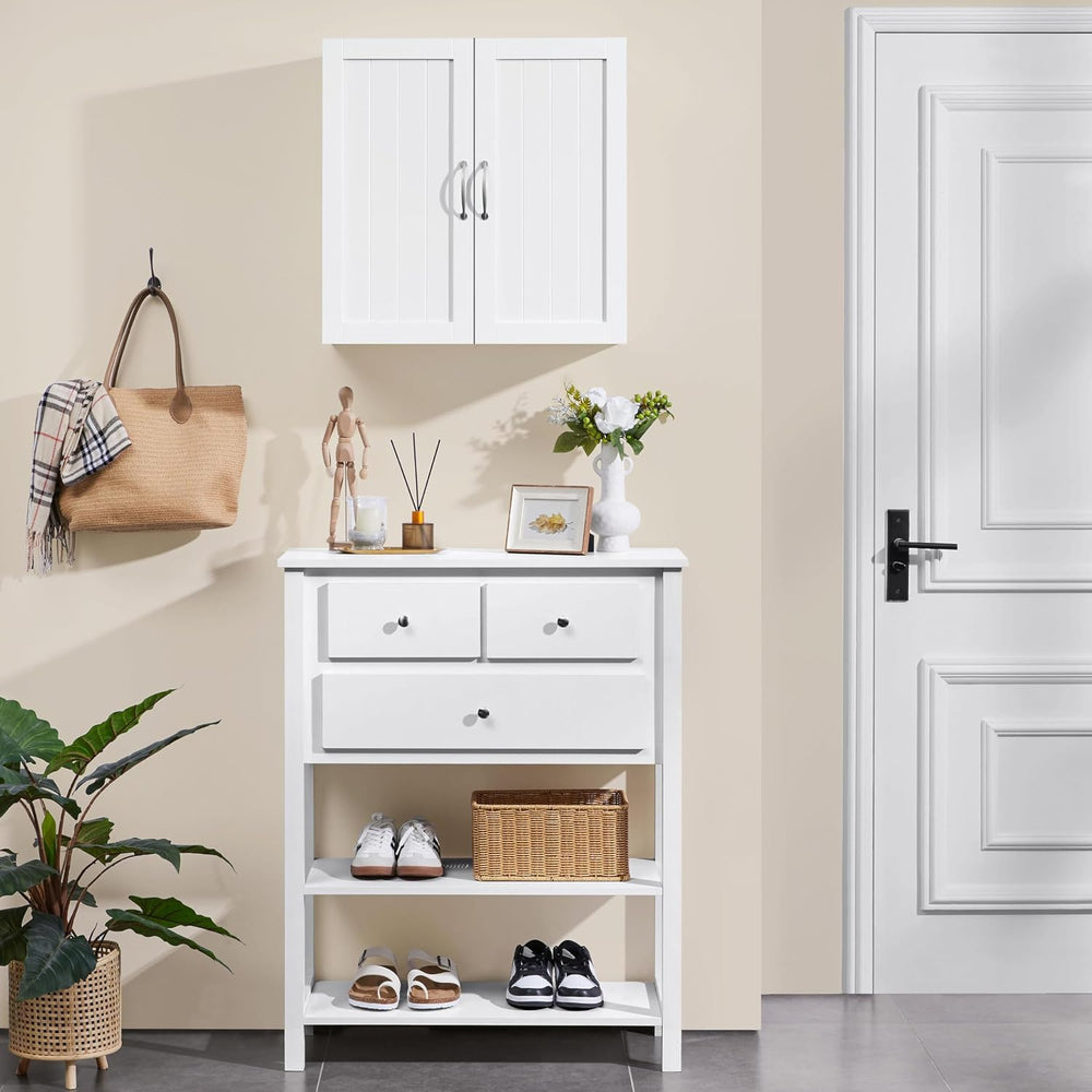 Yaheetech Wall Mounted Bathroom Storage Cabinet with Doors, Laundry, White