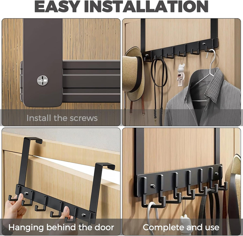 Over Door Hooks, 2 Packs Heavy Duty Over Door Hanger with Rust Resistant Fini...