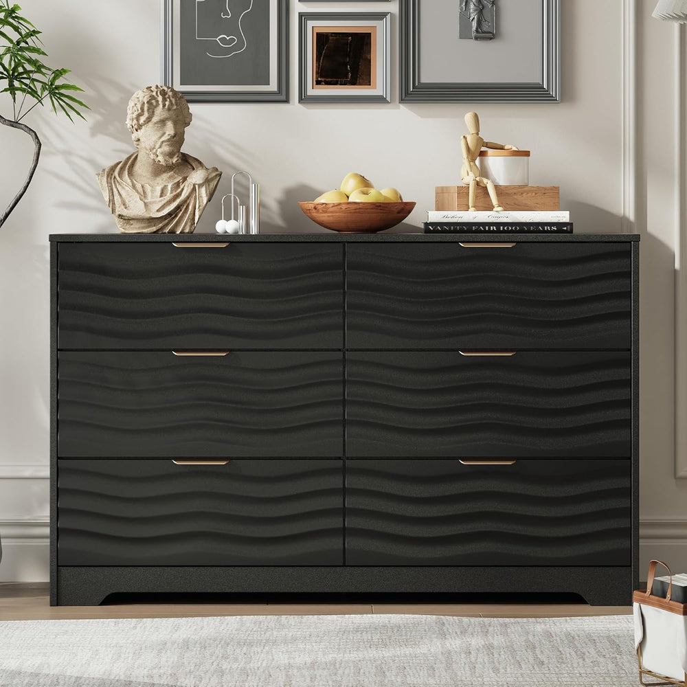 MALOL Coastline Fluted 6 Drawers Dresser for Bedroom, 48" Wide Modern Ch...