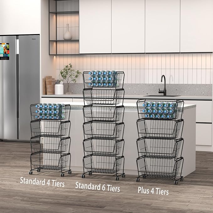 PUSDON Stackable Metal Storage Carts, Dual Use Shelf - Image 9