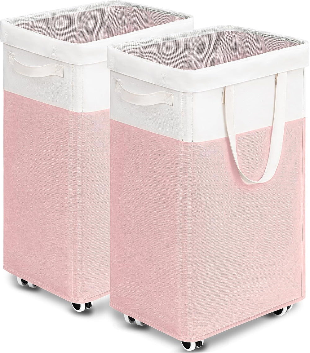 Goodpick 2-Pack Laundry Hamper with Wheels, Dorm Essentials for Girls,75L