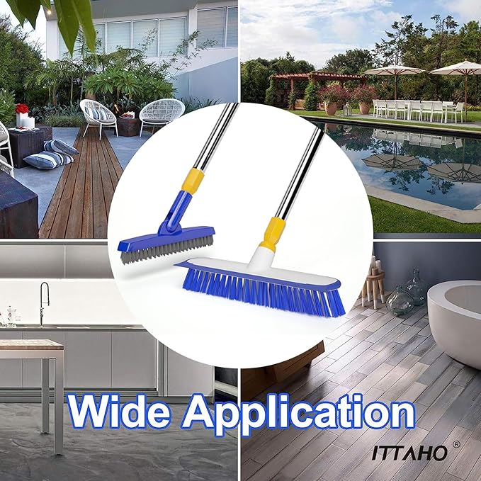 ITTAHO 12" Wide Floor Scrub and Grout Brush Set - Image 8