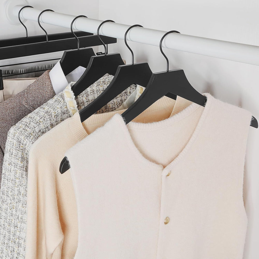 TOPIA HANGER Wooden Hangers 20 Pack, Rubber Wood Clothes Hangers with Rotatab...