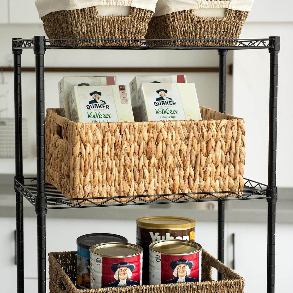 Jumbo Wicker Basket for Orgainzing, Extra Large Rectangular Water Hyacinth St...
