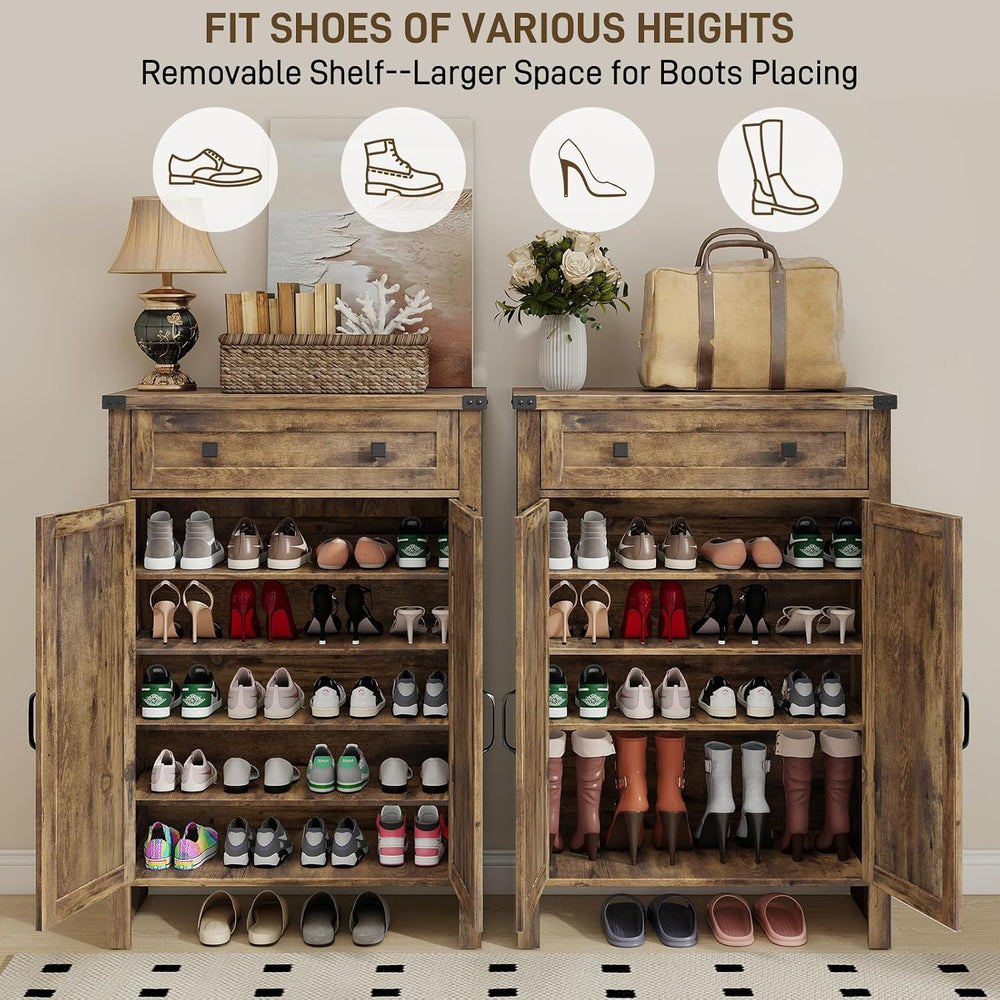Halitaa Shoe Cabinet, Farmhouse Shoe Storage Organizer, Shoe Storage Cabinet ...