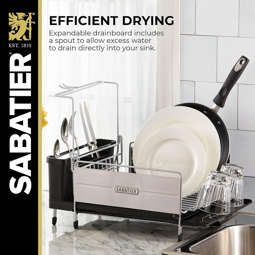 Sabatier Expandable Dish Drying Rack with Drainboard - Stainless Steel Dish R...