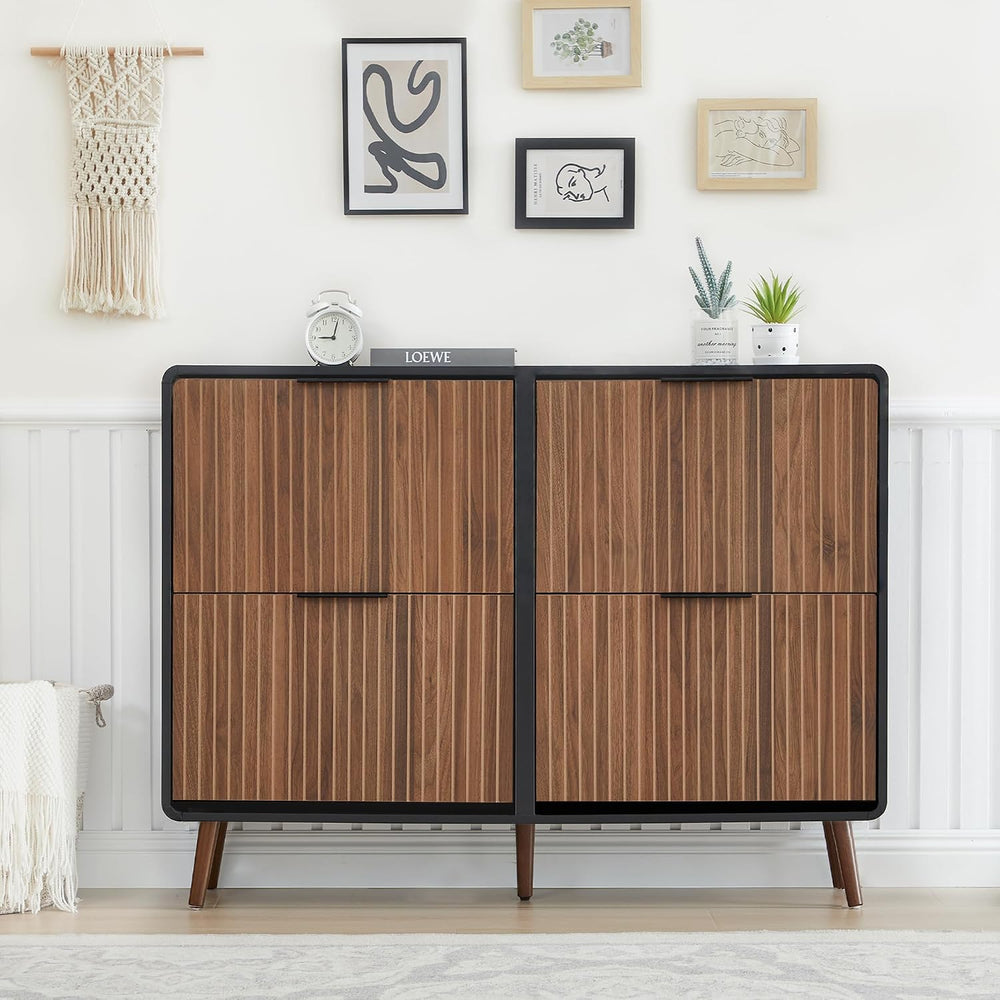 FurSch 47" Fluted Large Shoe Cabinet with 4 Flip Drawers