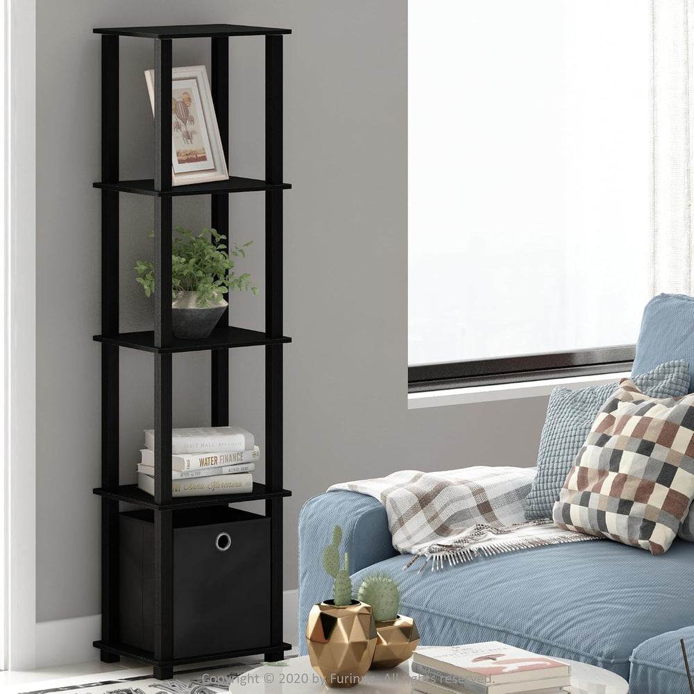 Furinno Turn-N-Tube Book Shelf, 5-Tier Square Open Frame Display Shelf, Corne...