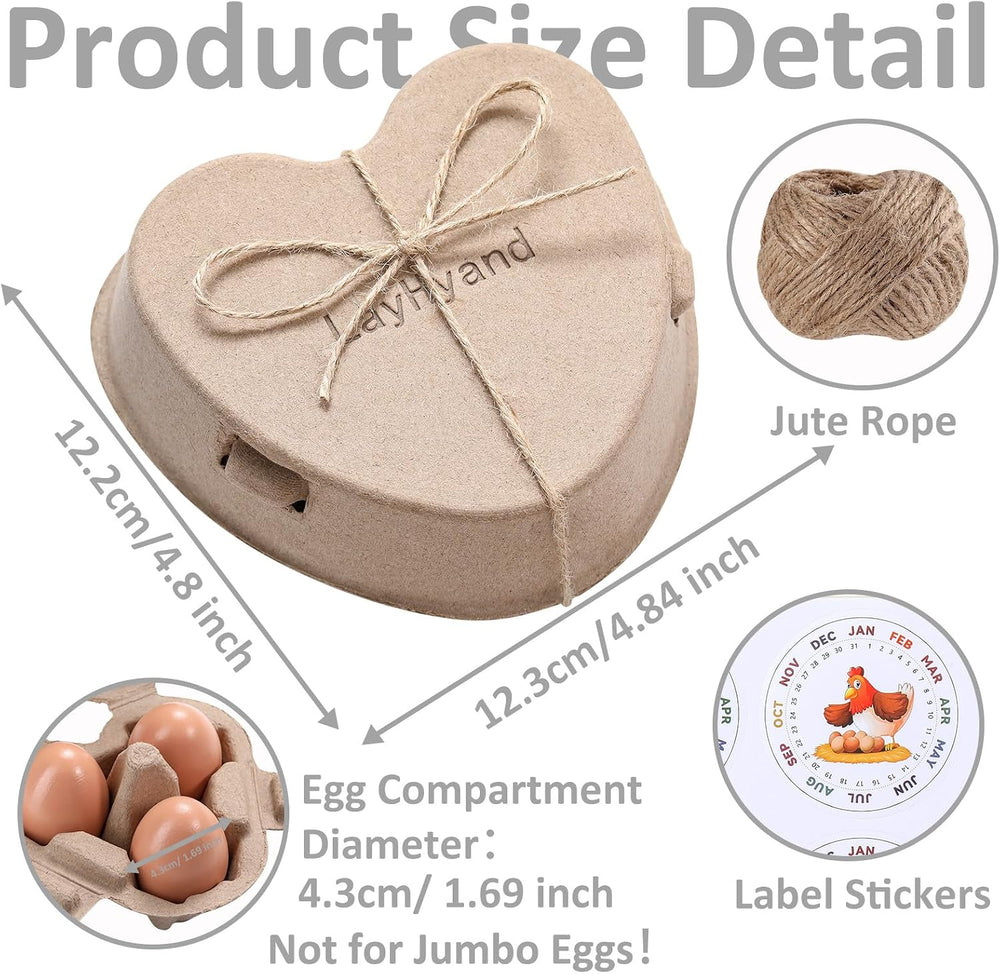 100PCS Valentine Heart Shaped Egg Cartons 3 Count with Label and Jute Rope
