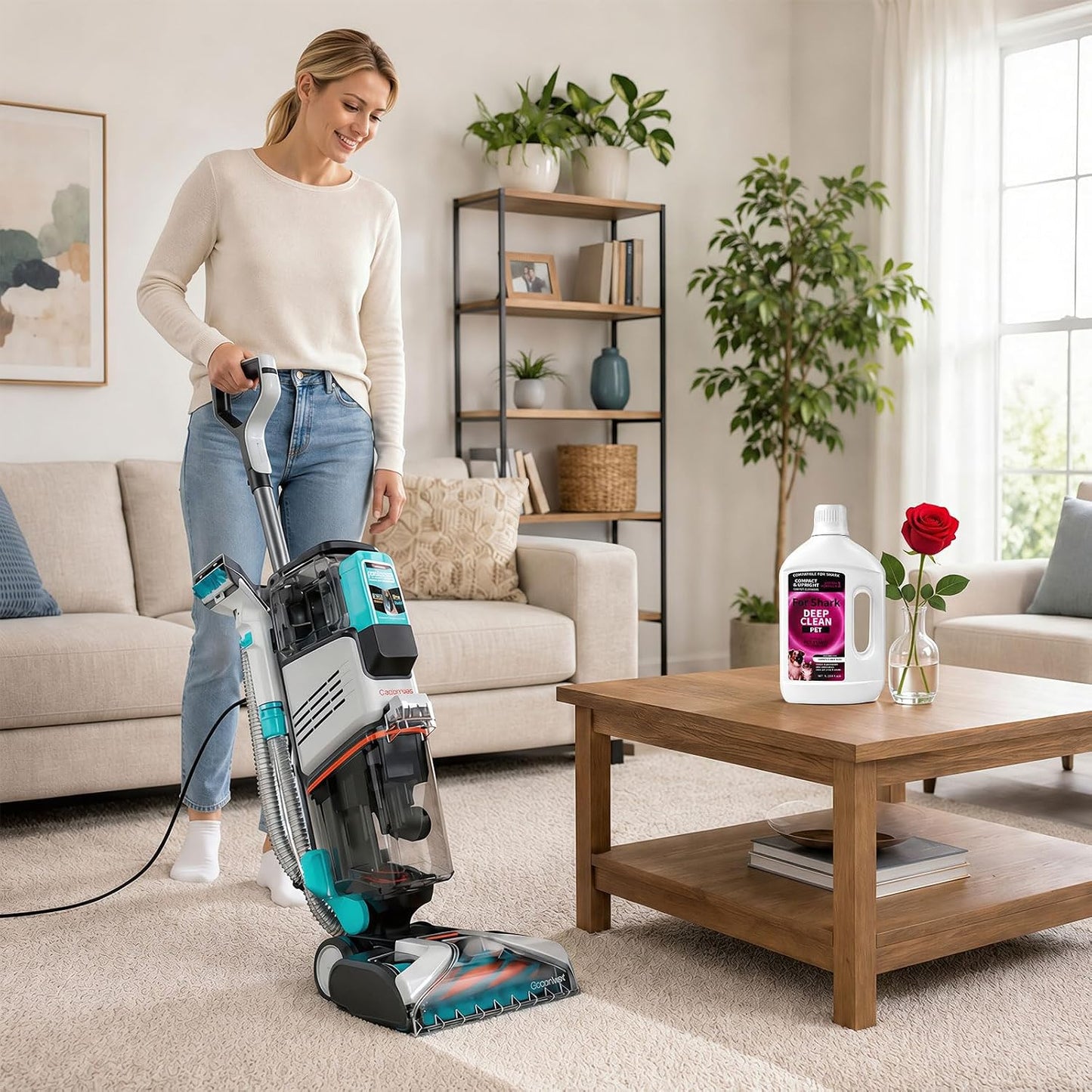 Carpet Cleaner Solution for Shark CarpetXpert, StainStriker Carpet Cleaner | for Shark EX151/EX201/EX304 and PX201/PX251/PX202BRN/PX221BRN Carpet Cleaner, Deep Clean Carpets, 1L, 33.81 Fl Oz, Rose Scent