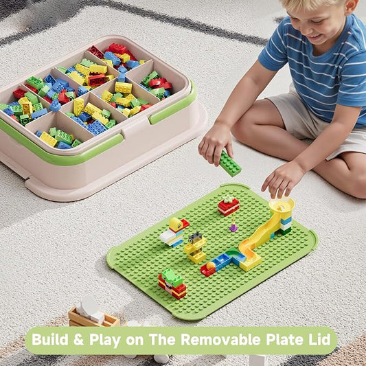 Toy Storage Organizer Box with Handle, Stackable Building Block Toy Box with - Image 2