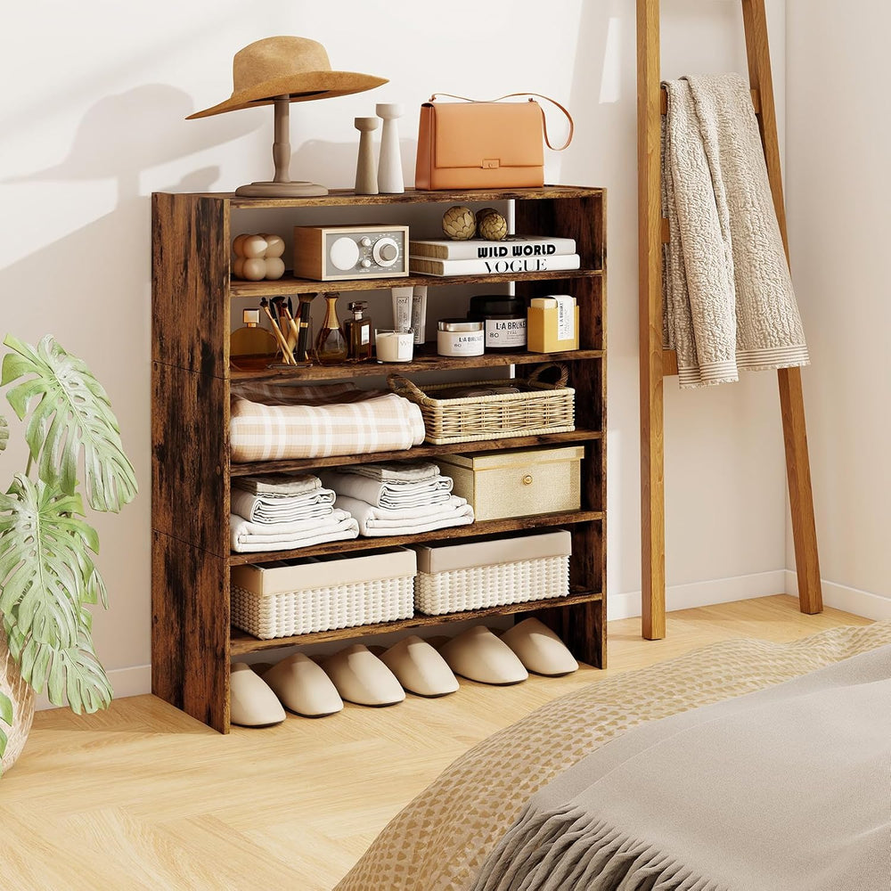 COSTWAY 6-Tier Shoe Rack, Extra Wide Shoe Shelf Organizer