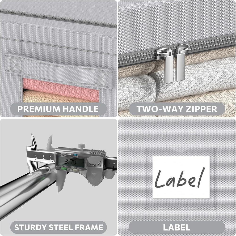 CYhom 3Pack Frame Storage Box - Clothes Storage Bin Bags Oxford Fabric Foldab...