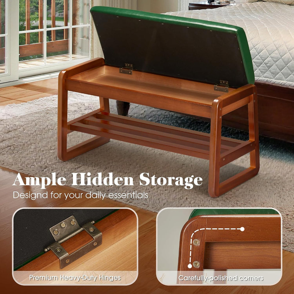 HABUTWAY Solid Wood Shoe Rack with Flip-Top Storage, Entryway Shoe Bench with...