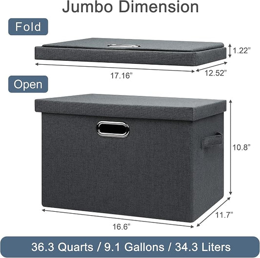 Large 17" 36 Quart Collapsible Stackable Storage Bins - Image 2