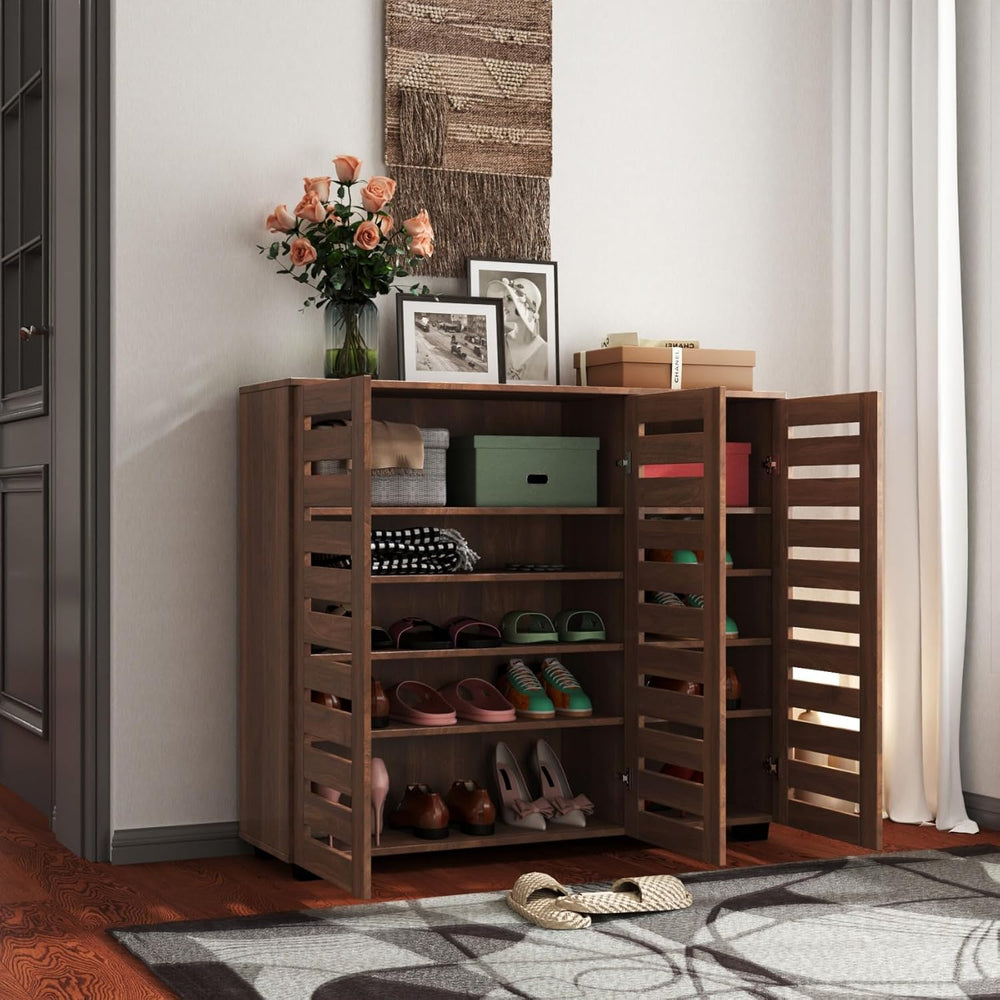 KEIKI 44.88'' Wooden Shoe Cabinet Storage for Entryway with 3 Louvere...