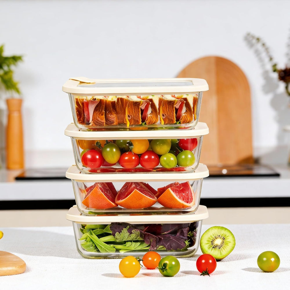 Urban Green Glass Food Storage Containers with Glass Lids, Microwave Safe Foo...