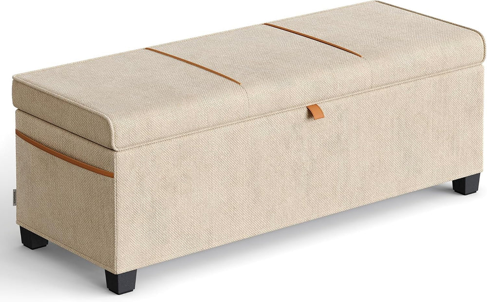 SONGMICS Storage Ottoman Bench, Storage Chest, 15.7 x 43.3 x 15.7 Inches