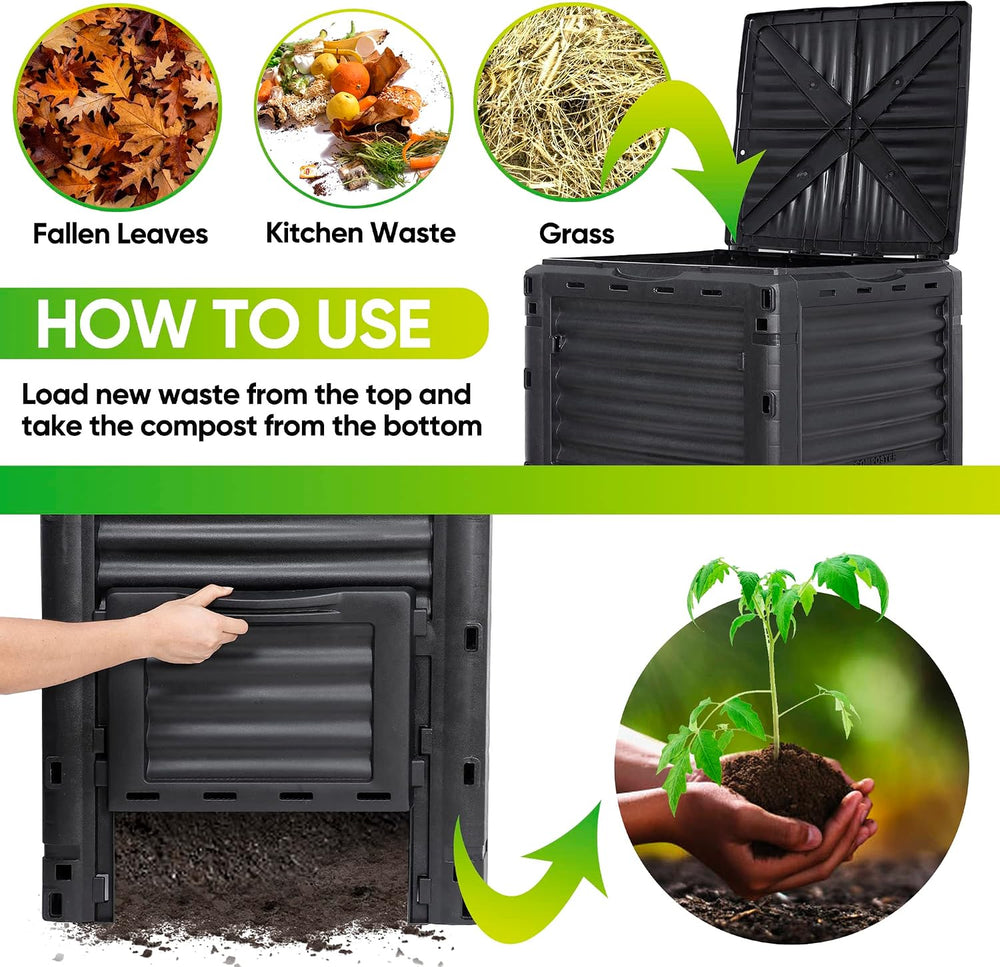 SUPER DEAL 80 Gallon Compost Bin, Outdoor 300 L Garden Composter, Large Capac...