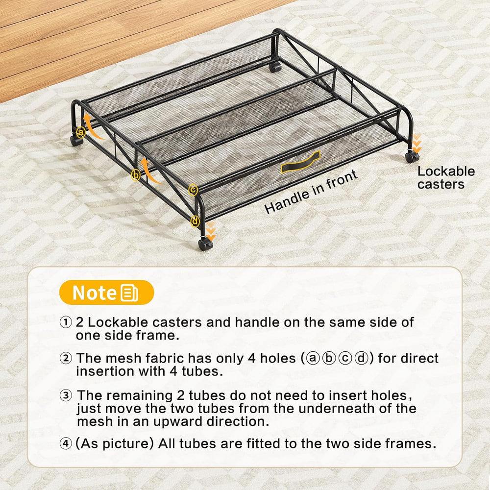 Under Bed Shoe Storage Organizer, 2 Pack Under Bed Storage Containers with Wh...