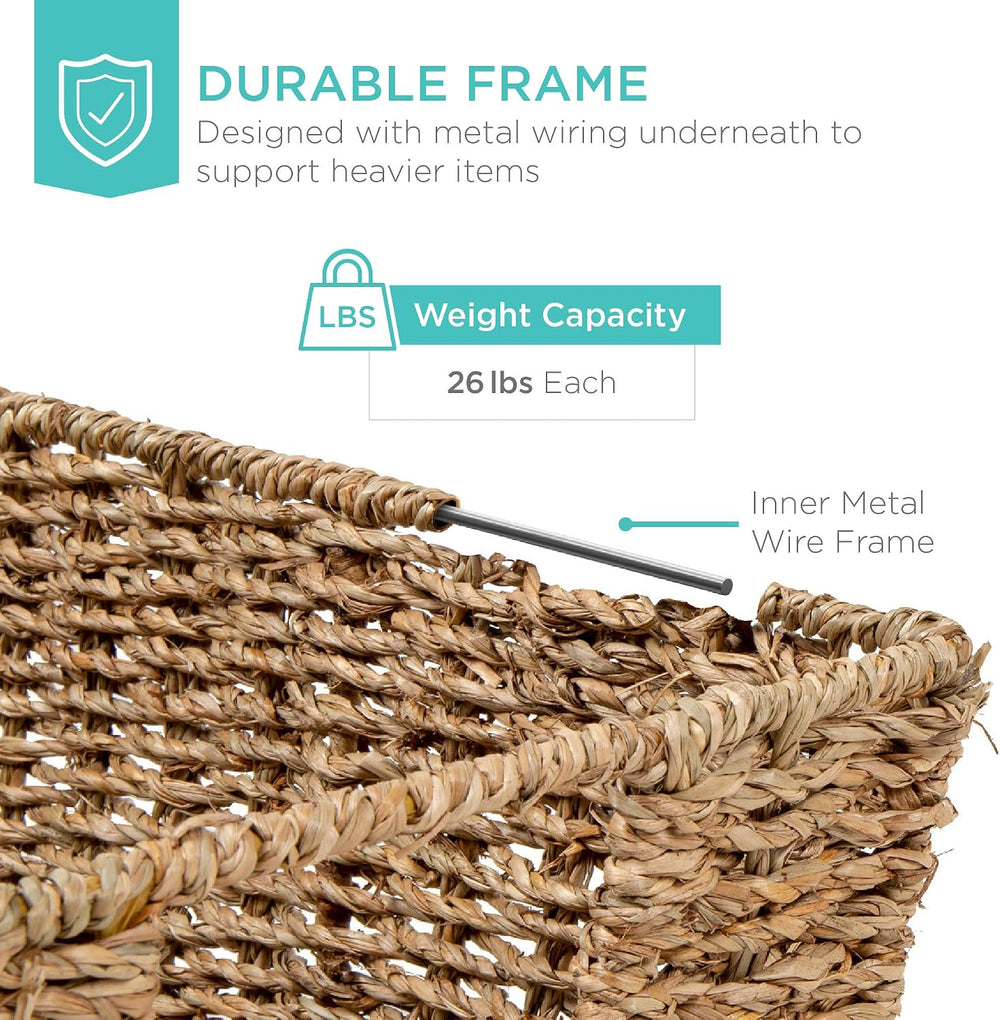 Best Choice Products Rustic Set Of 4 Multipurpose Stackable Seagrass Storage ...
