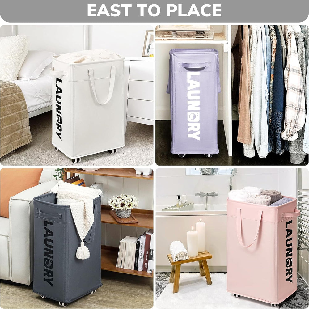 Goodpcik 2-Pack Rolling Laundry Hamper with Wheels, Hamper for Dorm, 75L