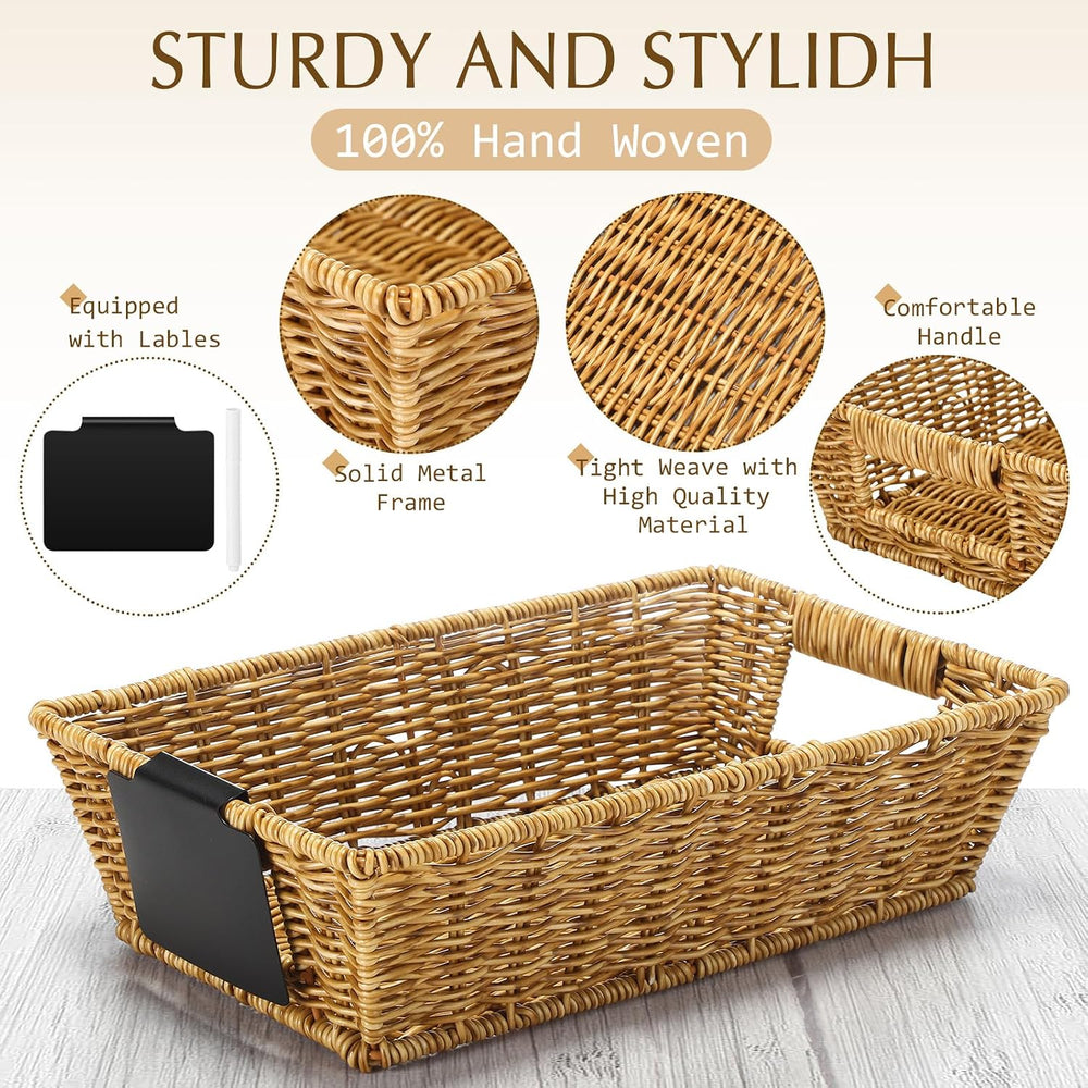Marsui 9 Pcs Wicker Storage Baskets for Pantry Organization with Handle Label...