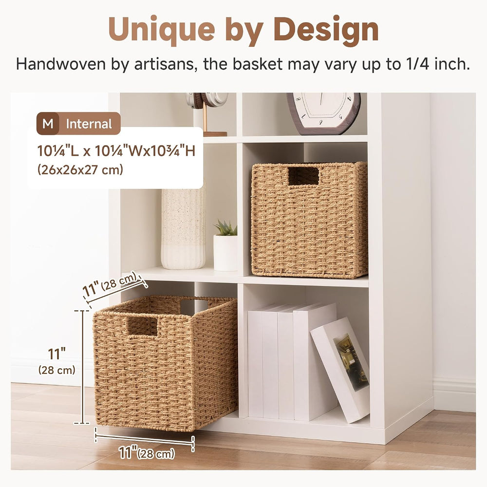 StorageWorks 11 inch Cube Storage Bins, Wicker Baskets,Storage Cube,Natural