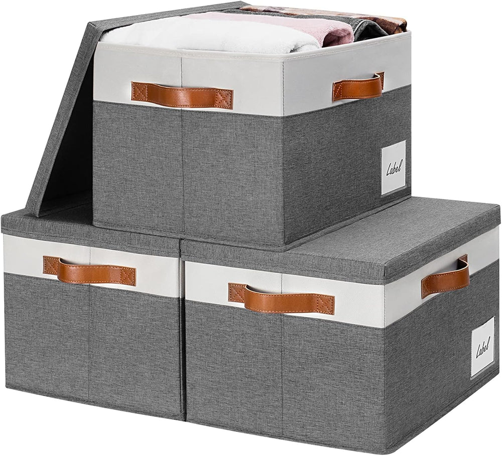 GhvyenntteS Extra Large Storage Bins with Lids, Foldable Fabric Storage Boxes...