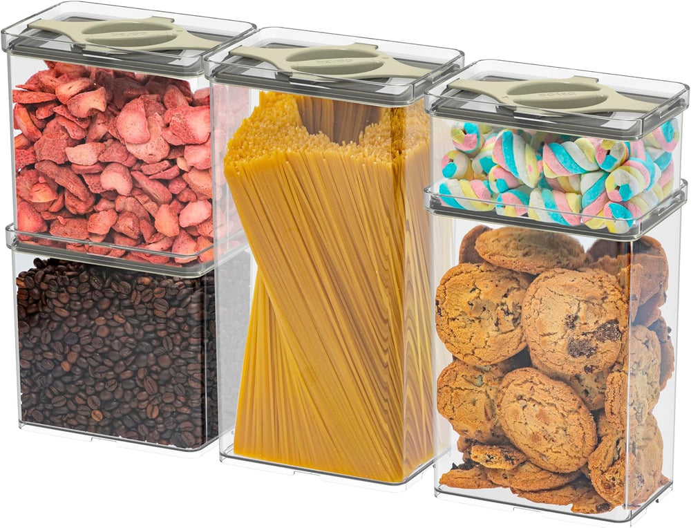 Airtight Pantry Storage Container 5 PC Set Twist-Lock Lid, Sand
