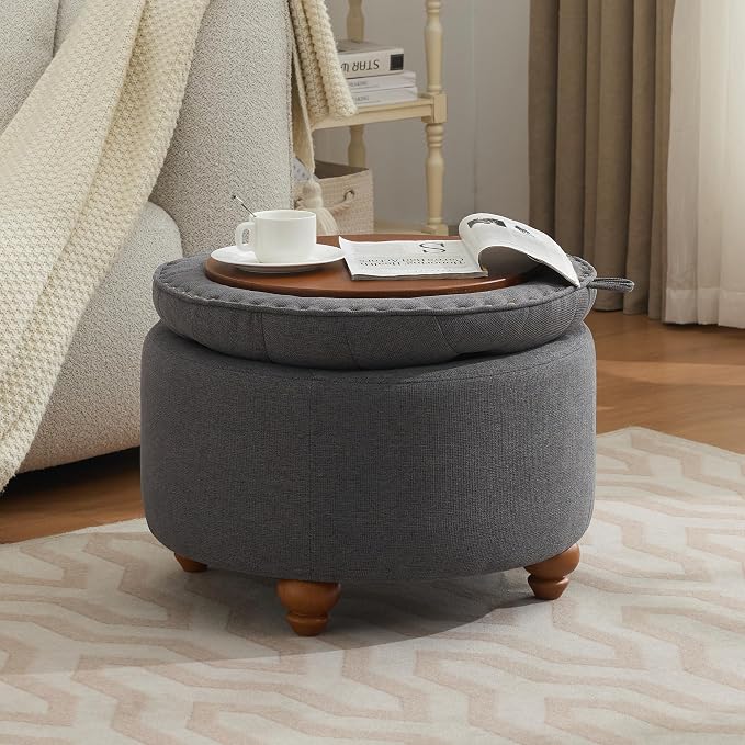24Inch Round Storage Ottoman - Image 7