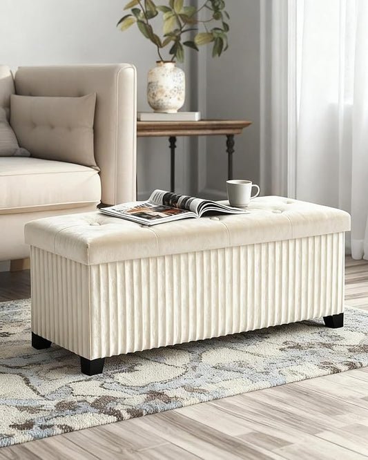 Storage Ottoman Bench, 43 Inch Foldable Ottoman - Image 2