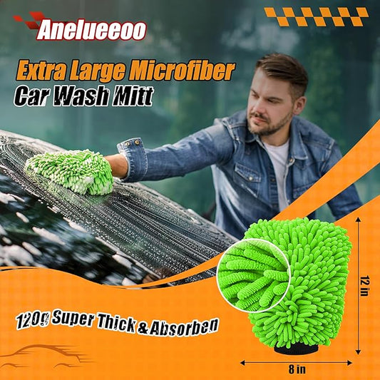 Car Wash Mitt Microfiber, Premium Chenille Microfiber Wash Car Mitts Sponge - Image 2