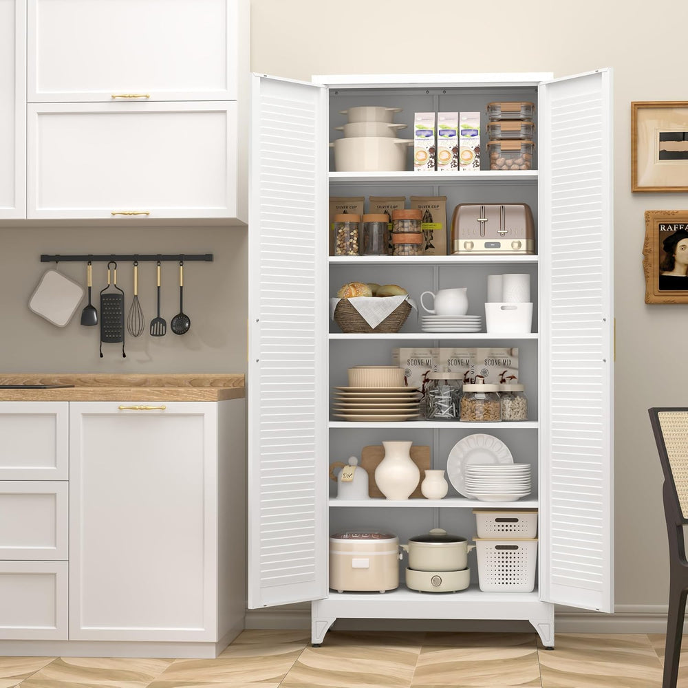 SteeLoong 75" Metal Storage Cabinet with Doors and 5 Adjustable Shelves